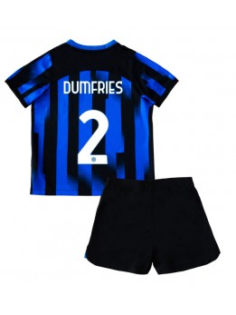 Billige Inter Milan Denzel Dumfries #2 Hjemmedraktsett Barn 2023-24 Kortermet (+ Korte bukser)